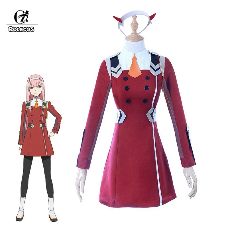 Najtaniej ROLECOS 4XL kochanie 02 Zero dwa przebranie na karnawał DARLING in the franxx Anime Cosplay DFXX kobiety kostium (sukienka + nakrycia głowy)