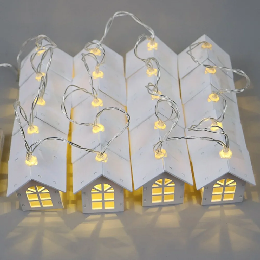 Европейский стиль, в форме дома, на батарейках, сказочный светильник, на стену, окно, сад, Рождественское украшение, вечерние гирлянды