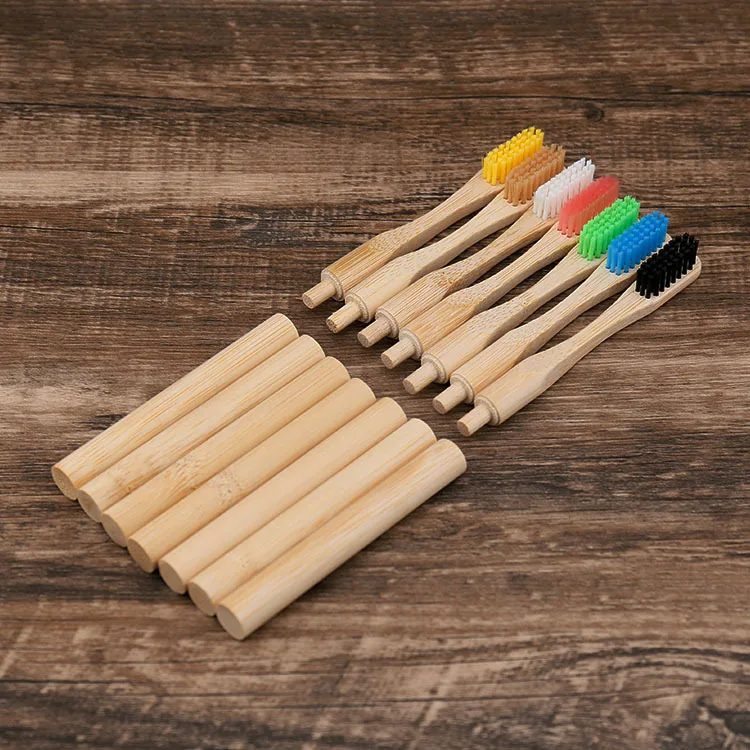 

3pcs Removable Bamboo Toothbrush Medium Bristles Replaceable head Eco Friendly Cylindrical zero waste Tooth Brush Bamboo