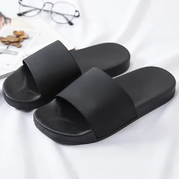 

Men Beach Slippers Unisex Black Slides Summer Shoes Bathroom Flat Sandals Indoor Female Casual Shoes zapatos mujer Size 36-45