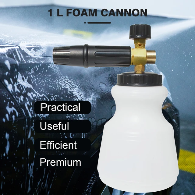 Adjustable Foam Cannon 1 L Bottle Snow Foam Lance with 1/4-inch Connector  for Pressure