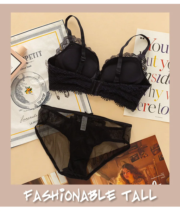 Underwear Set Women Lace Bra& Brief Sets Sexy Bra Set Seamless floral Embroidery Bralette thicken small Lingerie Fashion