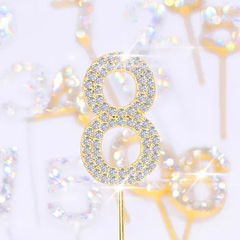 Adornos de aleación con diamantes de imitación para decoración de cumpleaños, para Baby Shower, bodas, dorados y plateados, 1 unidad