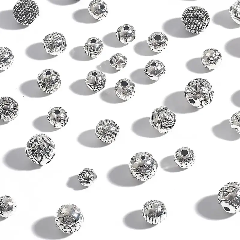 10-50pcs Antique Silver Plated Loose Spacer Rondelle Beads