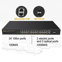 Промышленный коммутатор Gigabit высокое Мощность коммутатор питания через ethernet 28 Порты и разъёмы VLAN 10/100/1000 Мбит/с оптоволоконный коммутатор 48V 802.3af/at RJ45 управления сетью