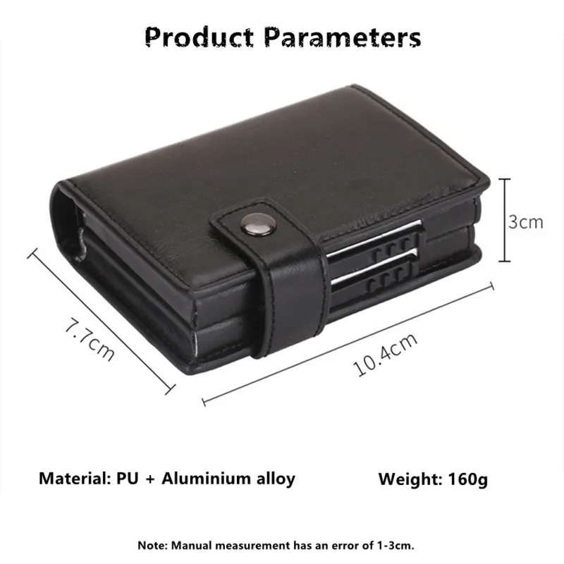 PUOU Men Card ID Holder Card Box Double Wallet Aluminium RFID Blocking Metal Package Holder Credit Case