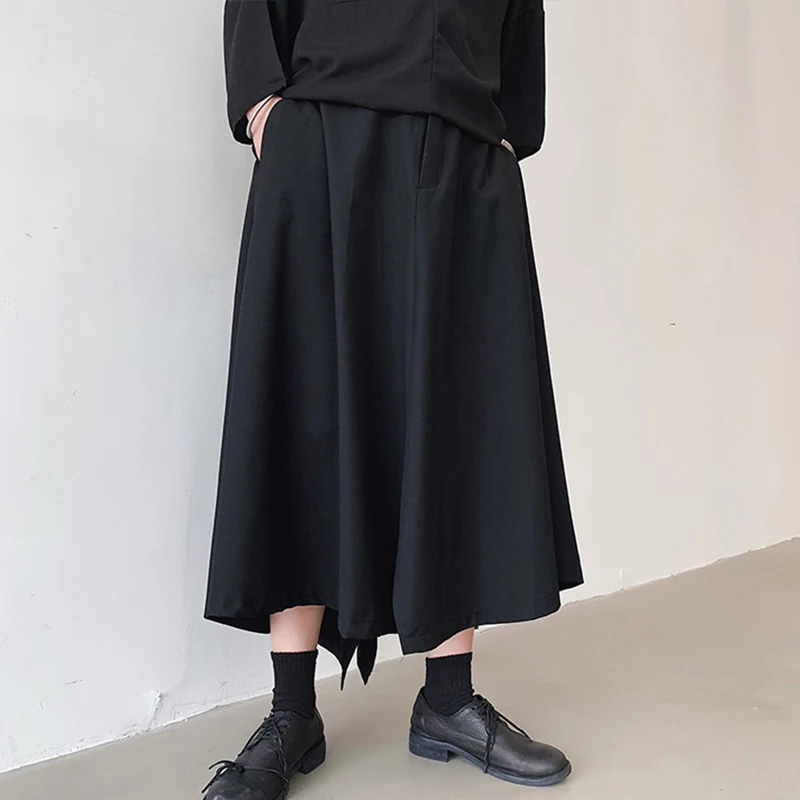 Summer Black Men's Skirt Pants Large Wide Leg Loose Casual Pants New Casual Fashion Large Wide Leg Black Fashion