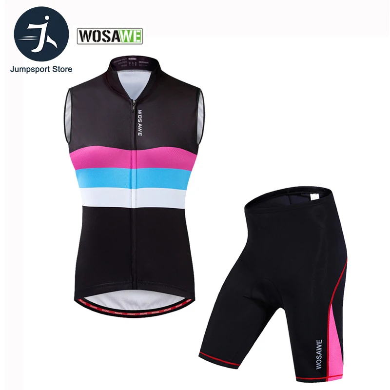 

WOSAWE Mountain Bike Cycling Vest and Shorts Set Sleeveless Cycling Jersey Bicycle Shorts Women GEL Pad Mountain Road Bike Short