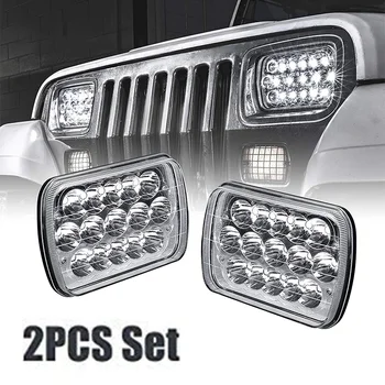 

7X6 Inch LED Headlights Sealed Beam Square Head Light Lamps High Low Double Beam H6014 H6052 H6054 6054 45W 1 Pair