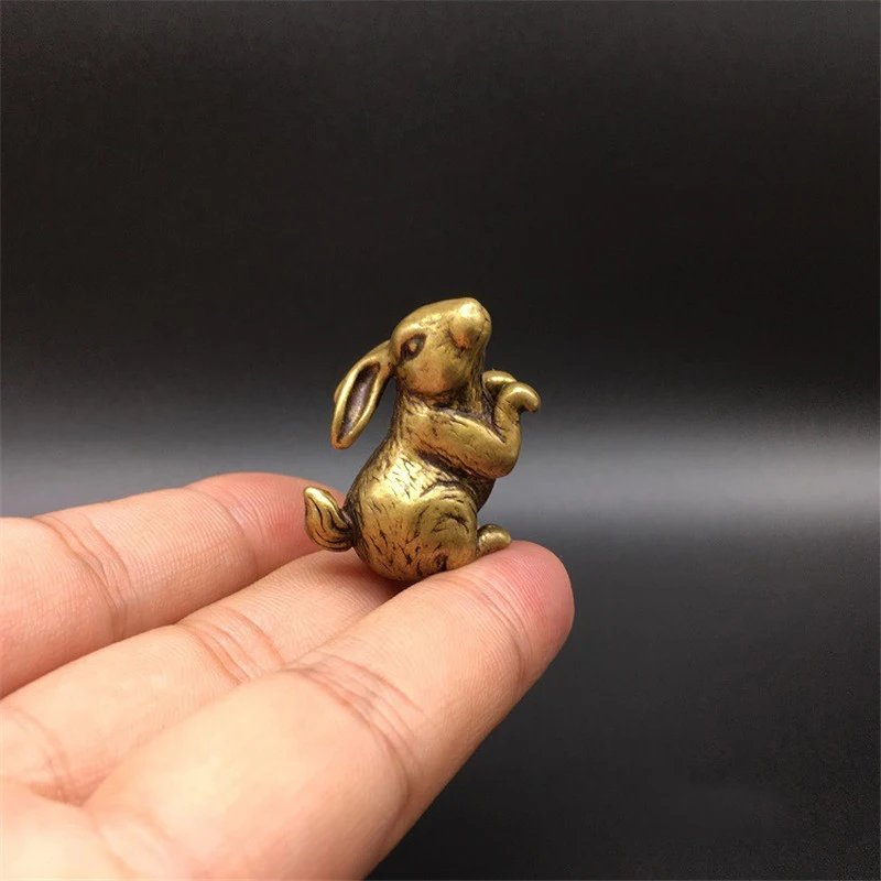 Rabbit Античный медный Китайский 12 Зодиак Животные Крыса Бык Тигр кролик дракон змея лошадь Коза обезьяна, курица собака Свинья Фигурки-украшения - Цвет: Rabbit