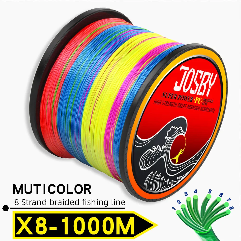 X8-1000M-Multic JOSBY 300 м 500 м 1000 м 8 нитей 10-78LB PE плетеный рыболовный провод Multifilament очень прочный рыболовный линия ЯПОНИЯ разноцветный - Цвет: X8-1000M-Multic