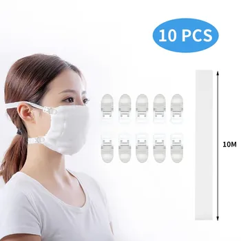 

10PCS DIY Mask Elastic band Rubber Strap Reusable Strap Rubber Rope 10PC Handmade Flat Round Rope Multi-clip Mask