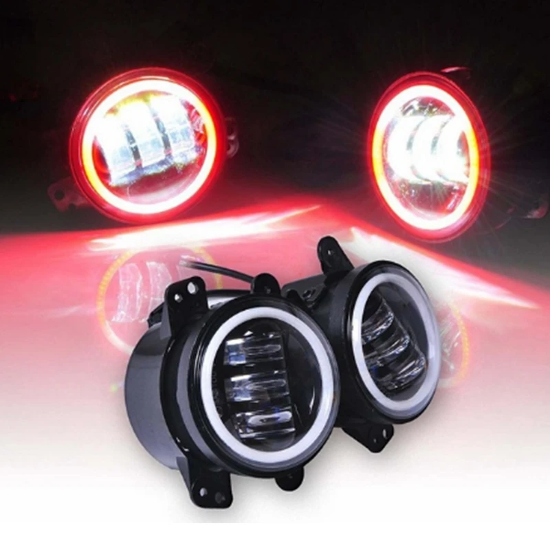 Для Jeep Wrangler Dodge Chrysler Cherokee, 2 шт., 4 дюйма, 30 Вт, круглый светодиодный противотуманные фары, светодиодный фонарь для вождения с поворотным сигналом и DRL