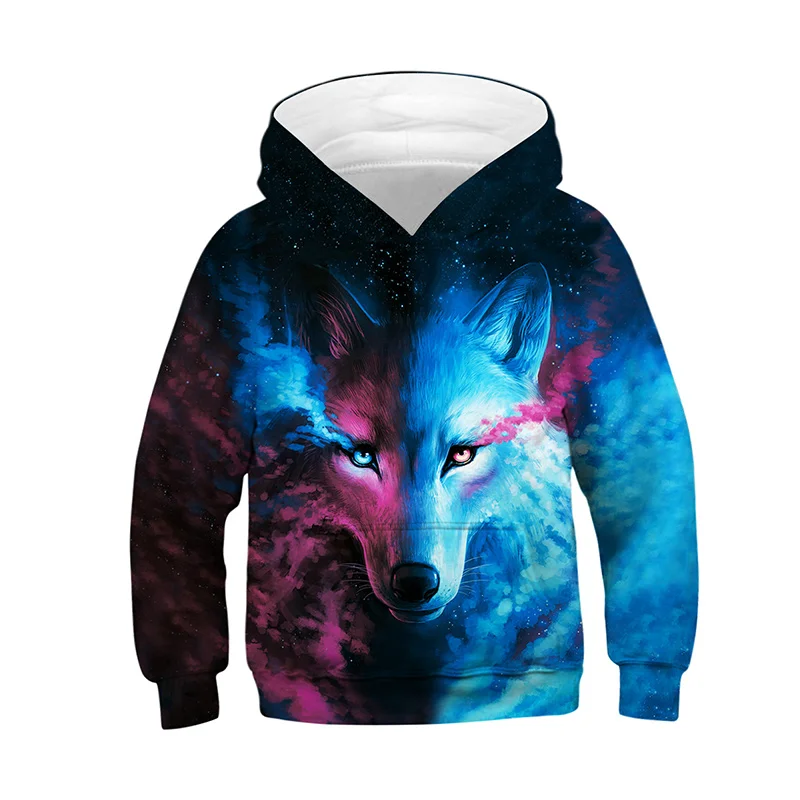  Wolf 3D Kids Hoodies for Girls Teenagers Oversized Children's Sweatshirt for Boys Girls Sweat Shirt