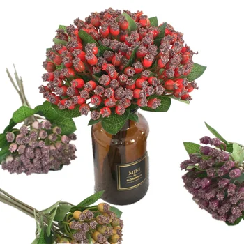 

10pcs Artificial pomegranate Fruit Bouquet Fake Fruit Plant Greenery Stems with Fruit Plant Date Palm Tree Branches Berry Fruit