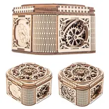 Механические модели 3D деревянные головоломки Механическая Коробка С Сокровищами DIY деревянная Механическая коробка ювелирных изделий Подарочные игрушки