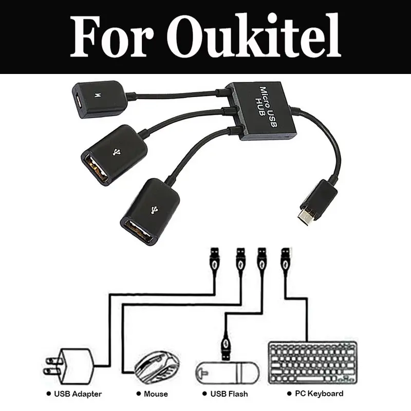 3 в 1 Micro Usb Кабель-адаптер прочный Otg кабель для Oukitel U15s U20 Plus K7000 U15 Pro C3 C2 U7 K6000 U13 C4 U11 |