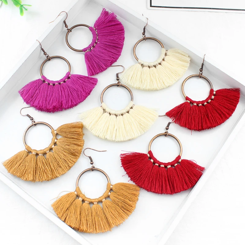 Vintage tassel jewelry set for women costume jewelery Bohemia drop earrings jewelry earrings Long Chain Sweater Pendant Necklace