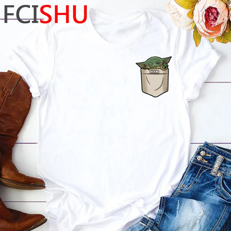 New Kawaii Baby Yoda The Mandalorian Funny Cartoon T Shirt Men Hip Hop T Shirt Bebe Yoda Cute Anime Tshirt Fashion Top Tees Male Rusize