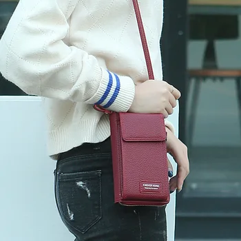 

Women's Mini Shoulder Bags Ladies Lychee Pattern Phone Purse Handbag Female Zipper Wallet Fashion Small Crossbody Messenger Bag