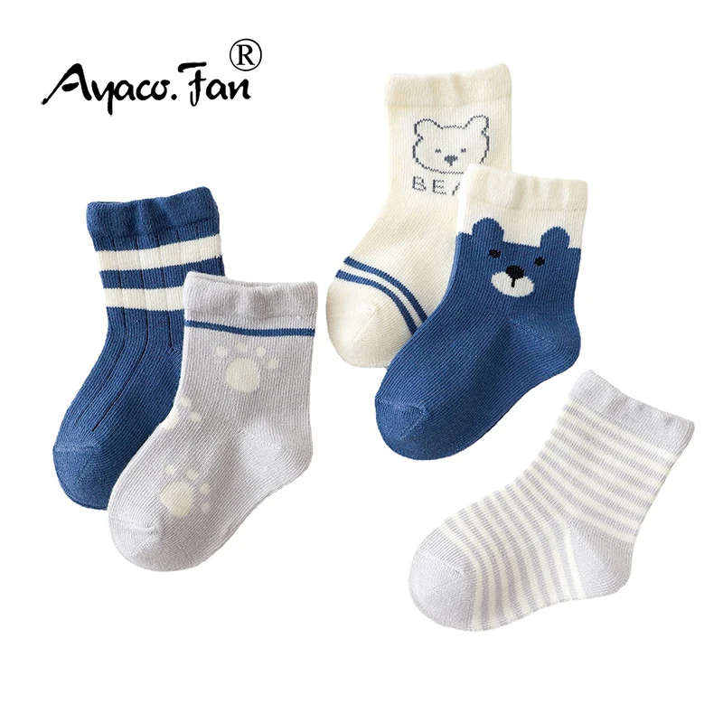 4 Pairs Newborn Baby Boy Girl Cartoon Cotton Socks Infant Toddler Kids Soft Sock 