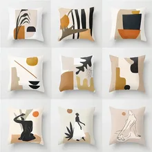 Nordic style abstract geometry ultra short plush pillow set home fabric sofa cushion custom wholesale low price modern nordic fabric home lobby wooden sofa set design for space saving apartment japan style