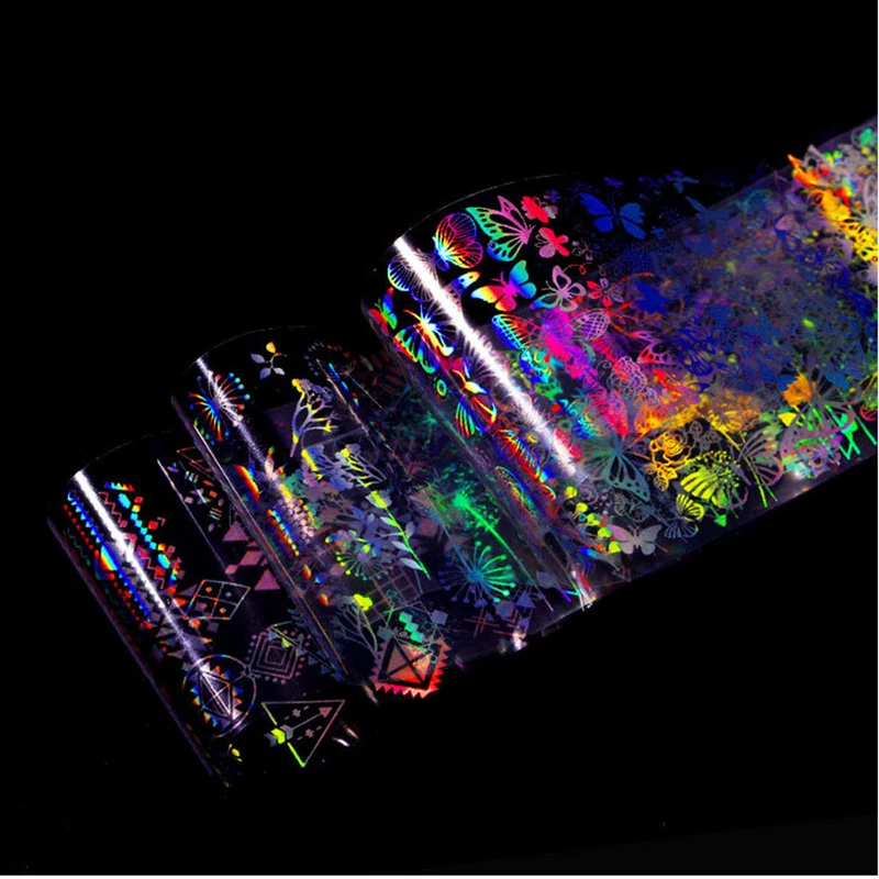10Color/Set Laser Flame Nail Sticker Wraps Sliders Nail Art Christmas Nail Flowers Beauty Nail Supplies Nail Art Decorations