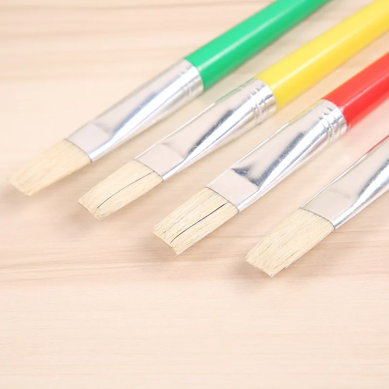 4 плоская щетка для свиной волос Детские DIY граффити ручка не линяет пропилен кисть для рисования маслом художественные принадлежности оптом