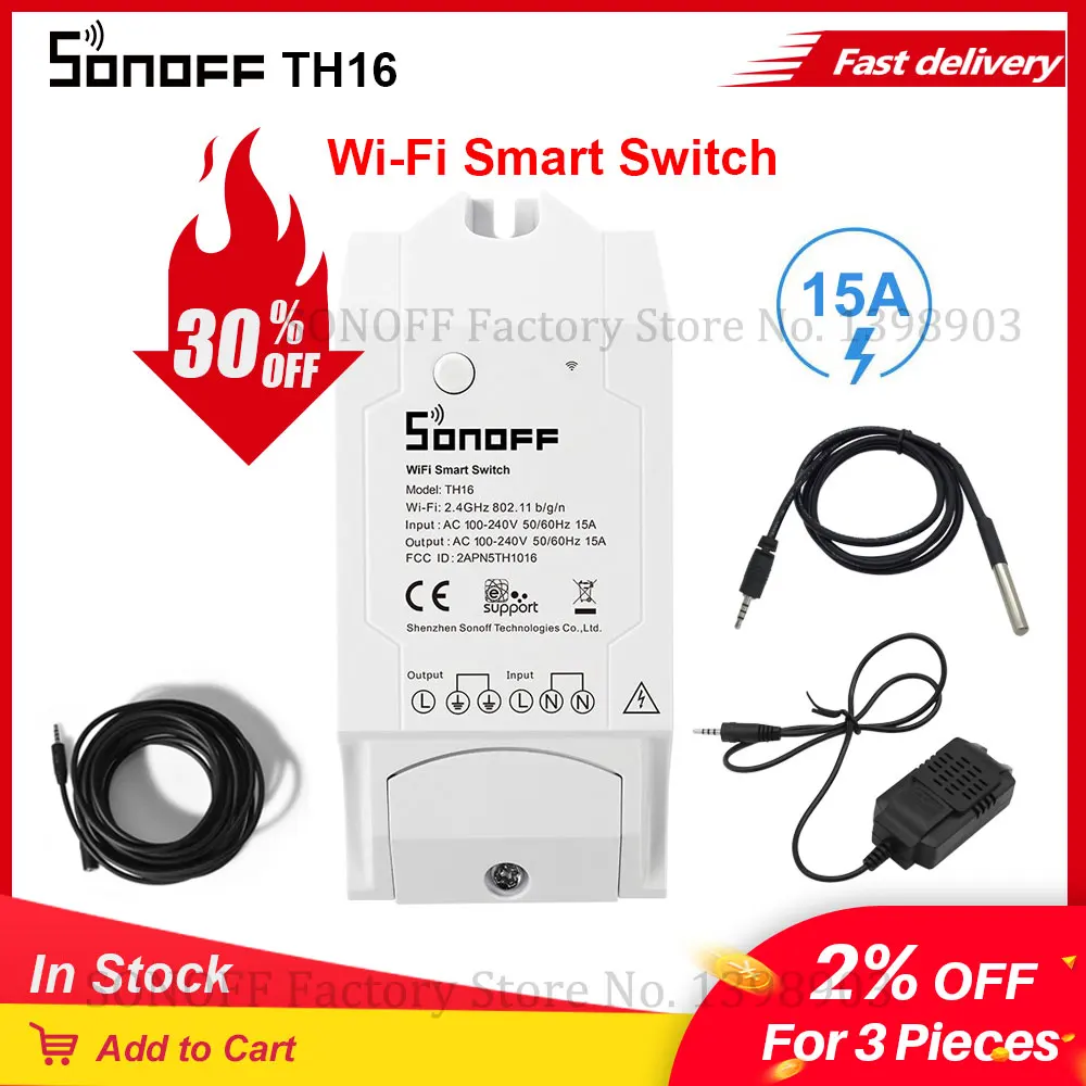 Пульт дистанционного управления Itead SONOFF TH16 с датчиком Wi Fi 15 А монитор температуры