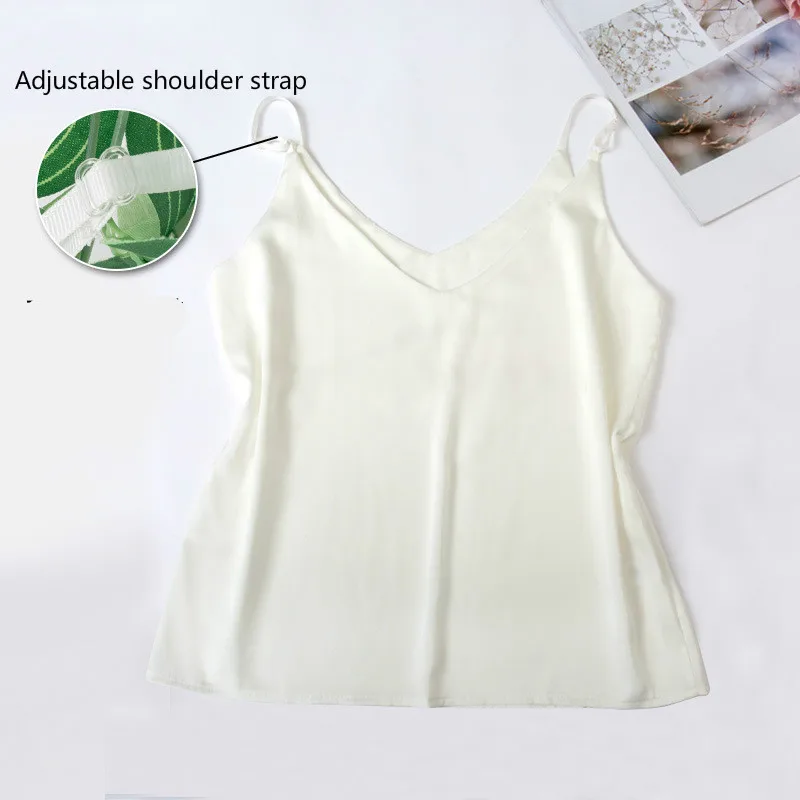 Women's basic Silk satin touch suspender vest  solid color with sexy suspender V-neck and outer top sleep camisole Tanks & Camis