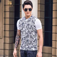 FANZHUAN,, новая мода, летняя рубашка поло с коротким рукавом, мужская рубашка с отворотом, приталенная, с принтом, трендовая белая 925028