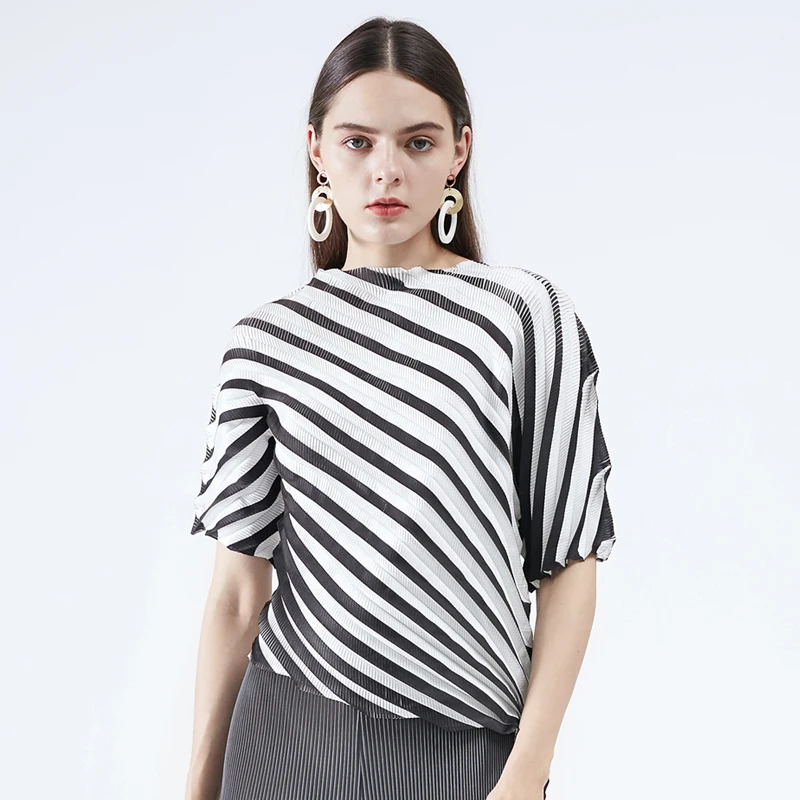 Miyake Pleated Personality striped irregular coat