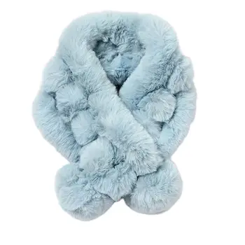 

Women Winter Thicken Plush Ball Faux Rabbit Fur Scarf Collar Shawl Neck Wraps