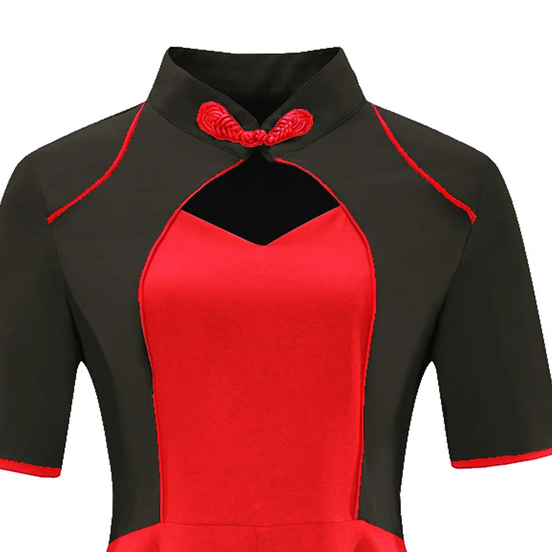 OTEN, плюс размер, 4XL, китайский стиль, искусственная куртка, цельное, лето, женское, сексуальное, полое, рокабилли, винтажное, на булавке, приталенное платье