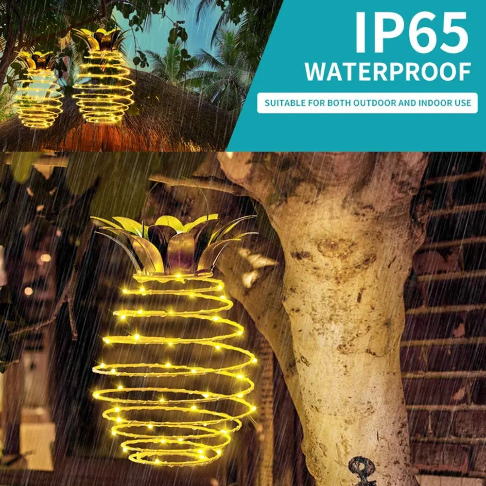 

Outdoor Waterproof Garden 25 Led Pineapple Solar Lights Path Lights Hanging Fairy Lights Warm Copper Wire Solar String Lights
