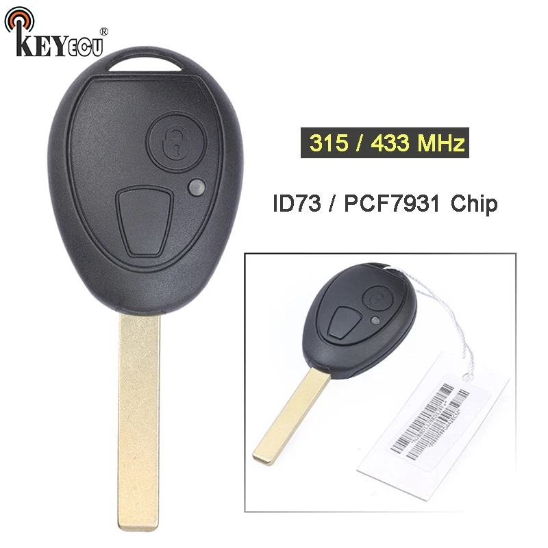 

KEYECU 315 / 434MHz Replacement Smart 2 Button Remote Car Key Fob for Mini Copper Land Rover 75 MG ZT 2002-2005