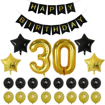 

35pcs 30th 40th 60th birthday party foil balloons America foil helium number balloons birthday balloons decor suppliers