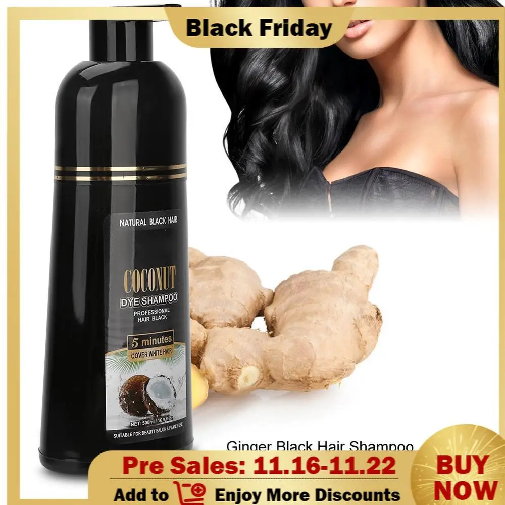 

500ml Coconut Ginger Shampoo Fast Black Hair Dye Coloring Nourishing Shampoo Hair Care Tool