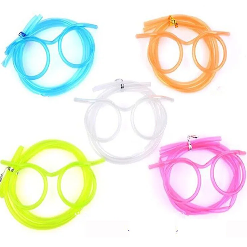 Funny Soft Drinking Straw Eye Glasses Novelty Toy Party Birthday Gift Child Adult DIY Straws Bar Accessories supplies (4)