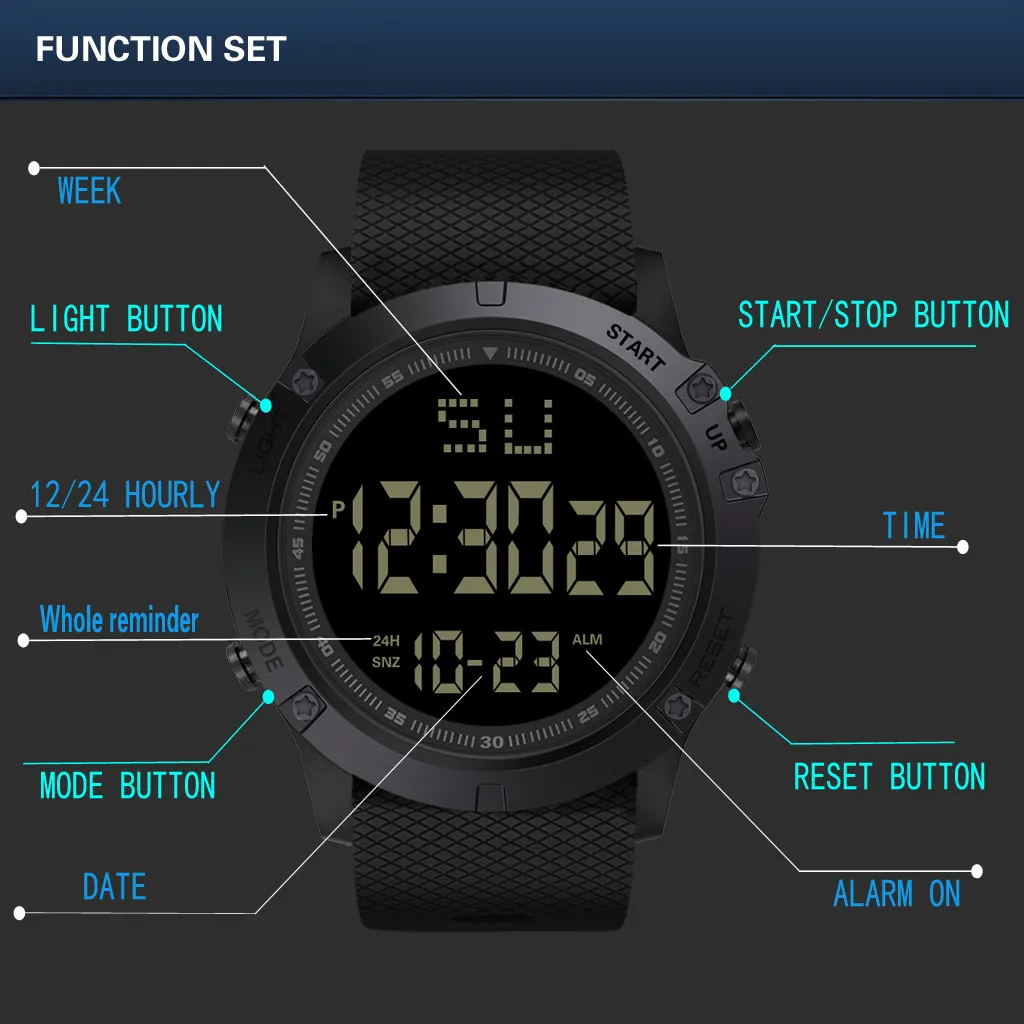 Модные мужские часы светодиодный цифровой Дата Военные Наручные часы Спортивная Резина кварцевые часы мужские будильники водонепроницаемые цифровые часы