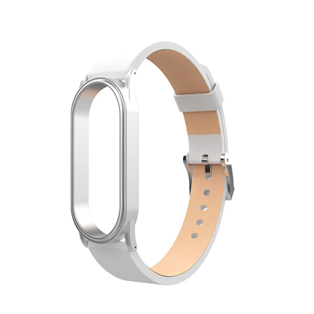 Ouhaobin для mi Band 4 кожаный ремешок для Xiaomi mi ремешок 4 ремешок с металлической рамкой чехол браслет для mi Band 4 ремешок 906#2