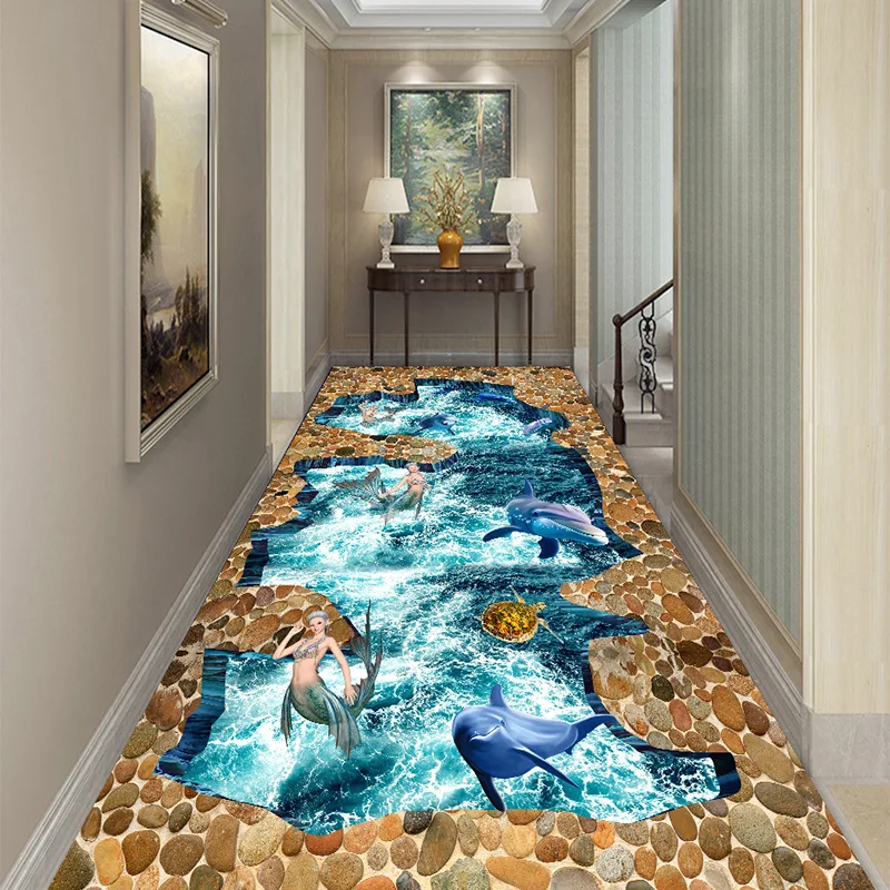 Smiling Mermaid Carpet With Tassel Floor Mat 