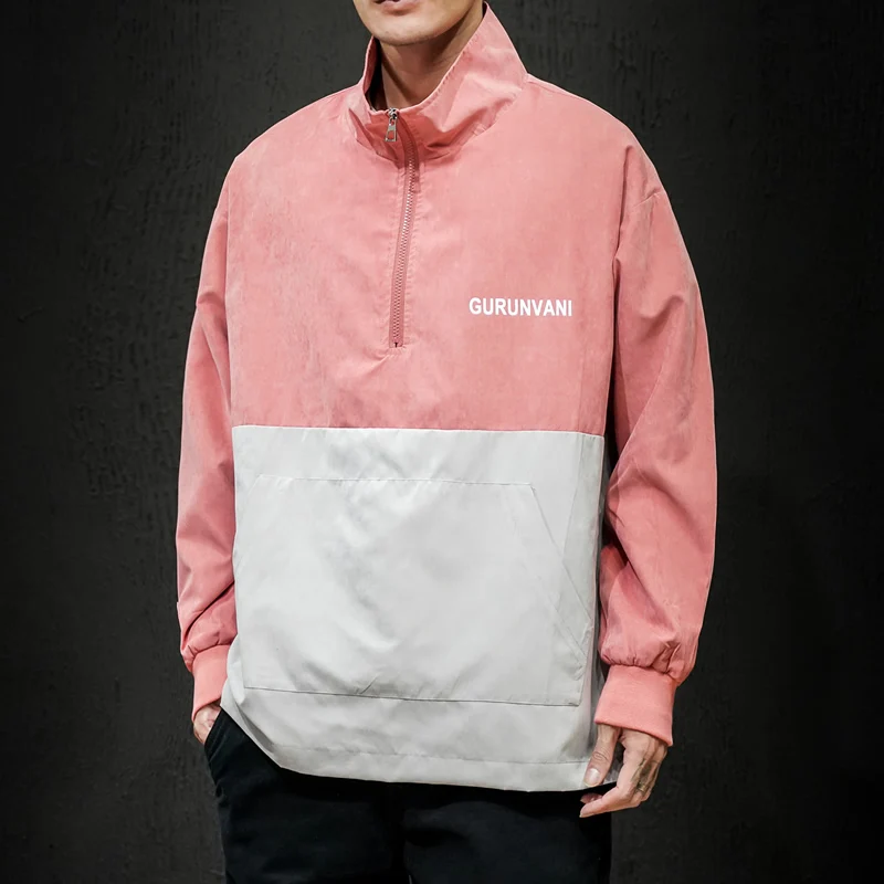 

2020 Spring Autumn Jacket Men's New Colorful Patchwork Jackets Stand Collar Male Outwear Coat Windbreaker Brand Clothing S~3XL