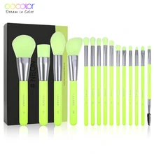 Docolor – ensemble de pinceaux de maquillage néon, 10 à 15 pièces, poudre professionnelle, fond de teint, mélange des yeux, Contour, poils synthétiques