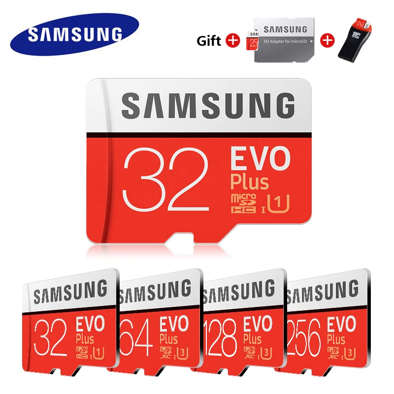 SAMSUNG EVO Plus карта памяти 32 Гб/SDHC 64 Гб/128 ГБ/256 ГБ высокоскоростная SDXC Micro SD TF карта класс 10 Microsd C10 UHS-1 карты