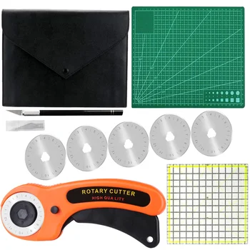 

LMDZ 45mm Rotary Cutter Tool Kit with 5 Extra Blades, Cutting Mat, Patchwork Ruler, Precision Knife, Craft Knife Ideal Craft