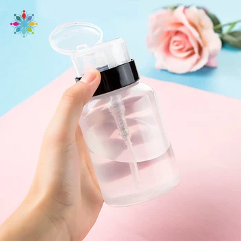 

200ml Empty Plastic Nail Polish Remover Alcohol Liquid Press Pumping Dispenser Bottle Nail Art UV Gel Cleaner Bottle Tool