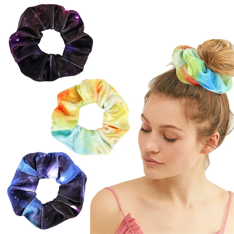 2019 Chiffon Hairbands Starry Sky Printed Ponytail Holders Floral Hair Scrunchie Elastic Hair Bands Printing Women Accesorios
