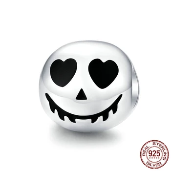 

Silver Sterling 925 Jewelry Skull Face Round Metal Beads for Women Bracelet Bangle Halloween Festival Collection