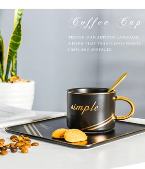 

Creative Europe Style Ceramic Coffee Milk cup business casual Tea Mugs Cup Office Water Cup With Spoon